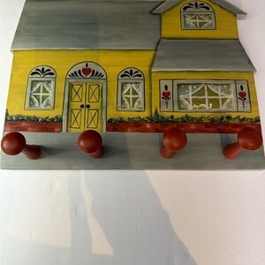 Vintage painted House Wall Decor with pegs